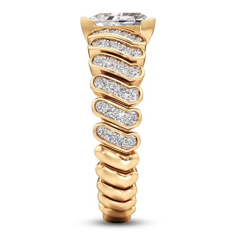Main Image 3 of J'Lure Shield Step-Cut Lab-Grown Diamond Engagement Ring 1-1/3 ct tw 18K Yellow Gold