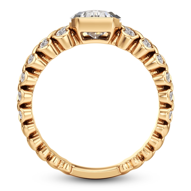 Main Image 4 of J'Lure Shield Step-Cut Lab-Grown Diamond Engagement Ring 1-1/3 ct tw 18K Yellow Gold