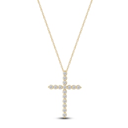 Lab-Grown Diamond Cross Necklace 1 ct tw 14K Yellow Gold 18"