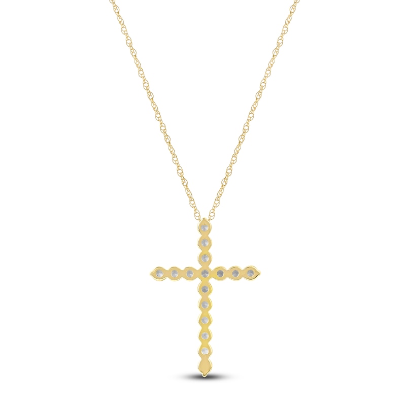 Main Image 3 of Lab-Grown Diamond Cross Necklace 1 ct tw 14K Yellow Gold 18"