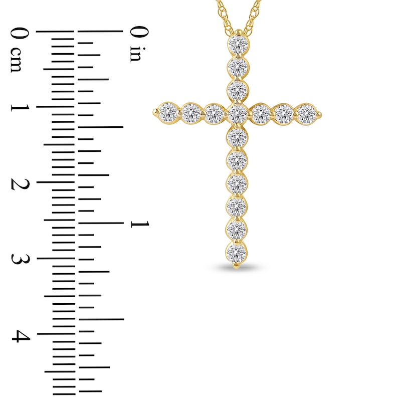 Main Image 4 of Lab-Grown Diamond Cross Necklace 1 ct tw 14K Yellow Gold 18"