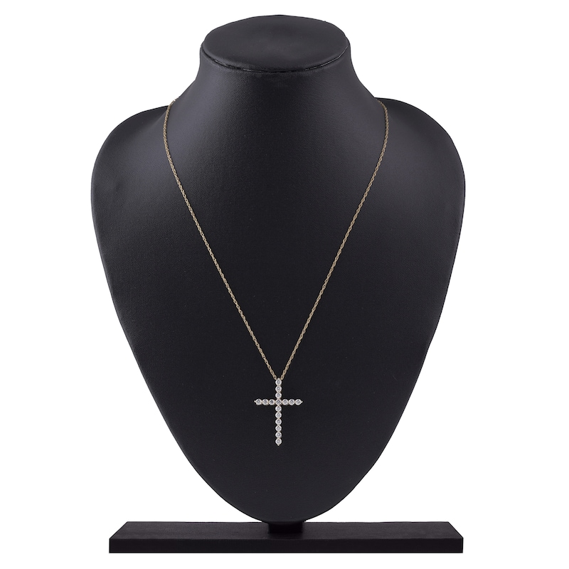Main Image 5 of Lab-Grown Diamond Cross Necklace 1 ct tw 14K Yellow Gold 18"