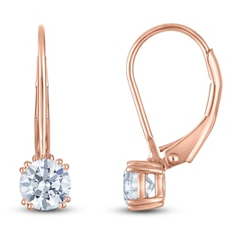 Round-Cut Lab-Grown Diamond Solitaire Drop Earrings 1 ct tw 14K Rose Gold (SI2/F)