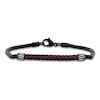 Thumbnail Image 1 of Men's Brown Leather Bracelet Black Ion-Plated Stainless Steel 8.5"