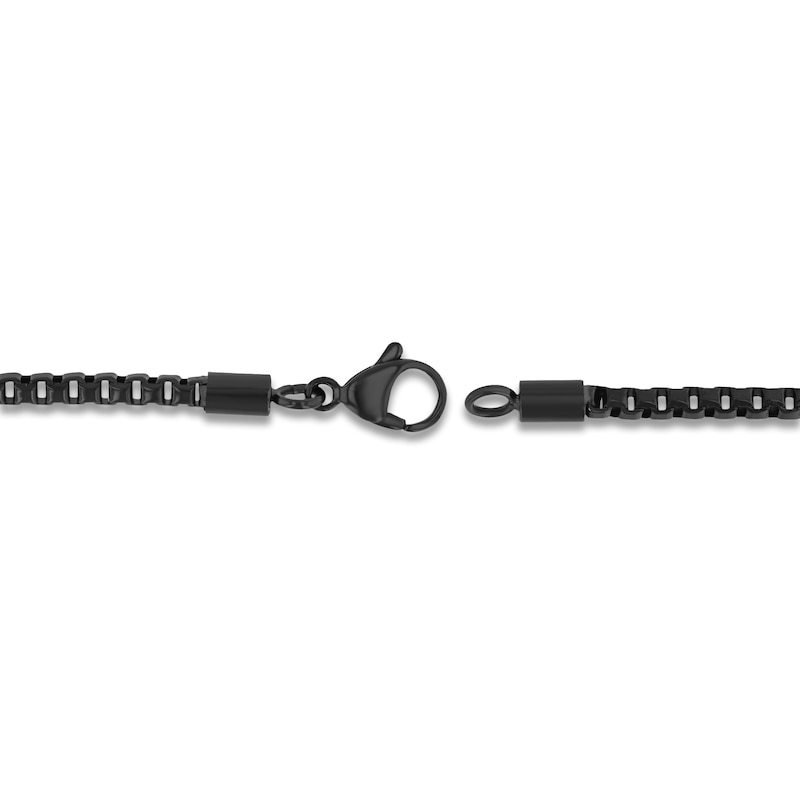 Main Image 3 of Men's Brown Leather Bracelet Black Ion-Plated Stainless Steel 8.5"