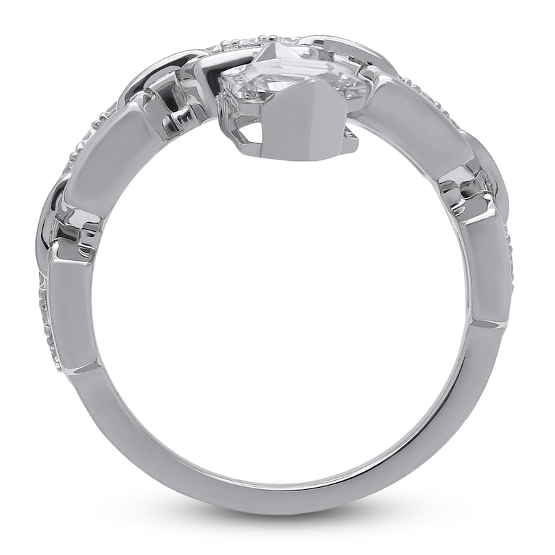 Main Image 2 of J'Lure Hexagon Portrait-Cut Lab-Grown Diamond Chain Link Ring 1 ct tw 14K White Gold