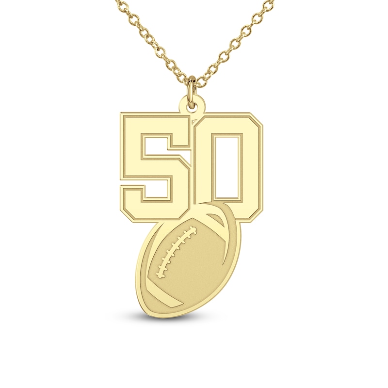 Main Image 3 of Engravable Sports Number Necklace 24K Yellow Gold-Plated Sterling Silver 18"