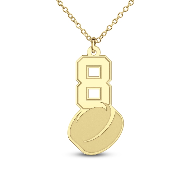 Main Image 4 of Engravable Sports Number Necklace 24K Yellow Gold-Plated Sterling Silver 18"