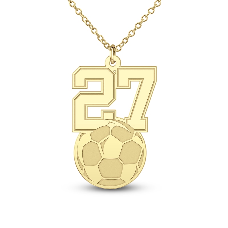 Main Image 5 of Engravable Sports Number Necklace 24K Yellow Gold-Plated Sterling Silver 18"