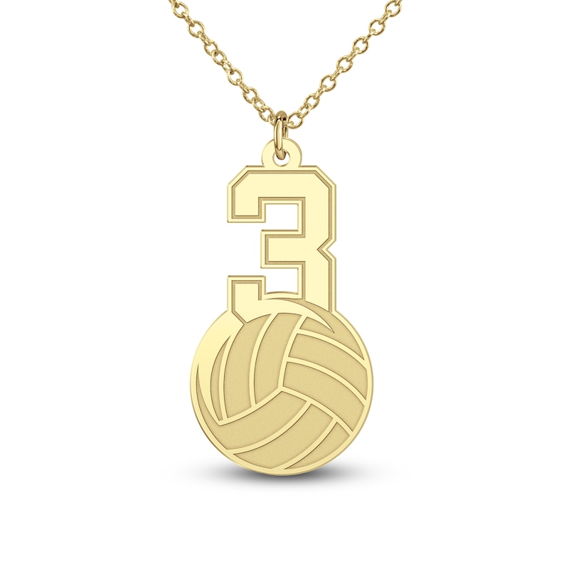 Main Image 7 of Engravable Sports Number Necklace 24K Yellow Gold-Plated Sterling Silver 18"