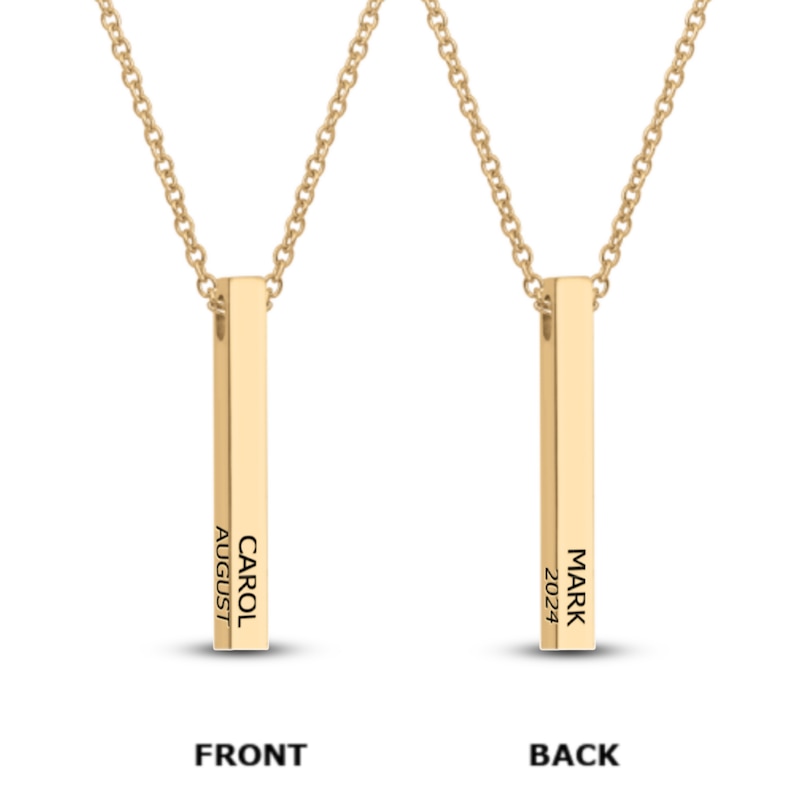 Main Image 3 of Engravable Stick Necklace 18K Yellow Gold 20"