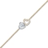 Thumbnail Image 2 of Heart-Shaped & Round-Cut Lab-Grown Diamond Double Heart Bracelet 5/8 ct tw 14K Two-Tone Gold 7"