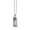 Thumbnail Image 2 of Men's Natural Black Mother-of-Pearl & White Lab-Created Sapphire Dog Tag Necklace Sterling Silver 24"