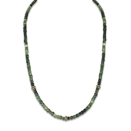 1933 by Esquire Men's Natural Jasper Bead & Black Diamond Necklace 1/4 ct tw 14K Yellow Gold-Plated Sterling Silver 22"