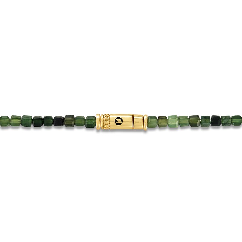 Main Image 3 of 1933 by Esquire Men's Natural Jasper Bead & Black Diamond Necklace 1/4 ct tw 14K Yellow Gold-Plated Sterling Silver 22"