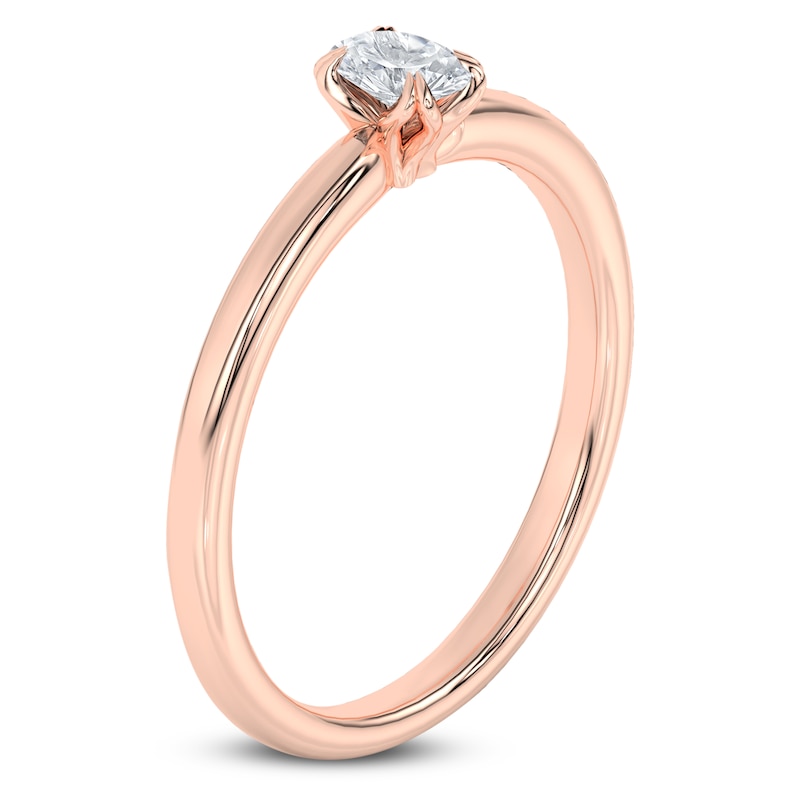 Main Image 2 of Oval-Cut Diamond Solitaire Engagement Ring 1/4 ct tw 14K Rose Gold (I2/I)