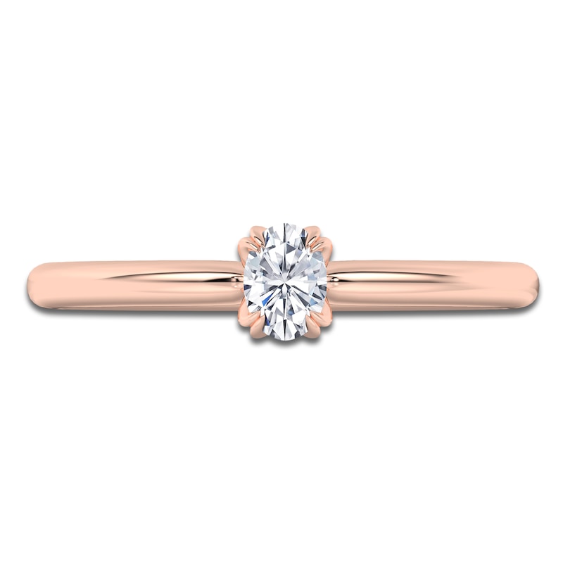 Main Image 3 of Oval-Cut Diamond Solitaire Engagement Ring 1/4 ct tw 14K Rose Gold (I2/I)