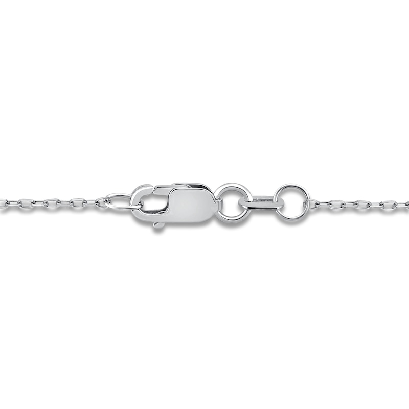 Main Image 4 of Natural Emerald & Diamond Curved Bar Necklace 1/8 ct tw 14K White Gold 18"