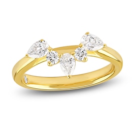 Storied Diamond Desert Sands of Eternity Pear-Shaped & Round-Cut Contour Anniversary Ring 5/8 ct tw 18K Yellow Gold