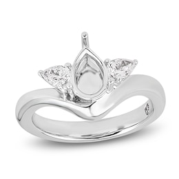 Storied Diamond Desert Sands of Eternity Pear-Shaped Diamond Three-Stone Engagement Ring Setting 3/8 ct tw Platinum
