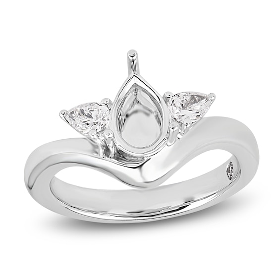 Storied Diamond Desert Sands of Eternity Pear-Shaped Diamond Three-Stone Engagement Ring Setting 3/8 ct tw Platinum