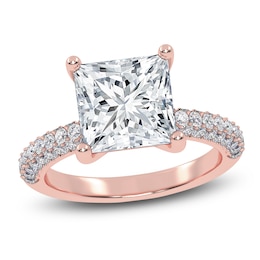 Princess-Cut Lab-Grown Diamond Engagement Ring 2-1/2 ct tw 14K Rose Gold
