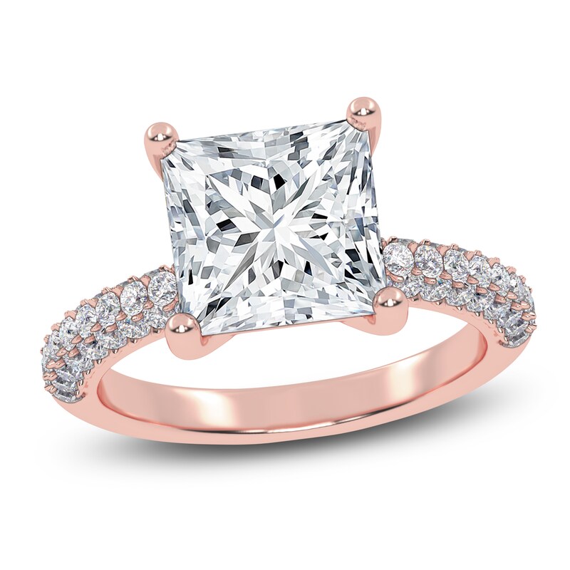 Main Image 1 of Princess-Cut Lab-Grown Diamond Engagement Ring 2-1/2 ct tw 14K Rose Gold