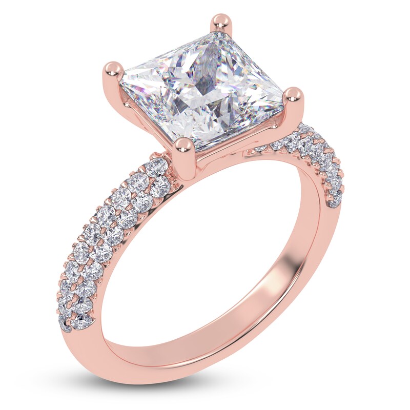 Main Image 2 of Princess-Cut Lab-Grown Diamond Engagement Ring 2-1/2 ct tw 14K Rose Gold