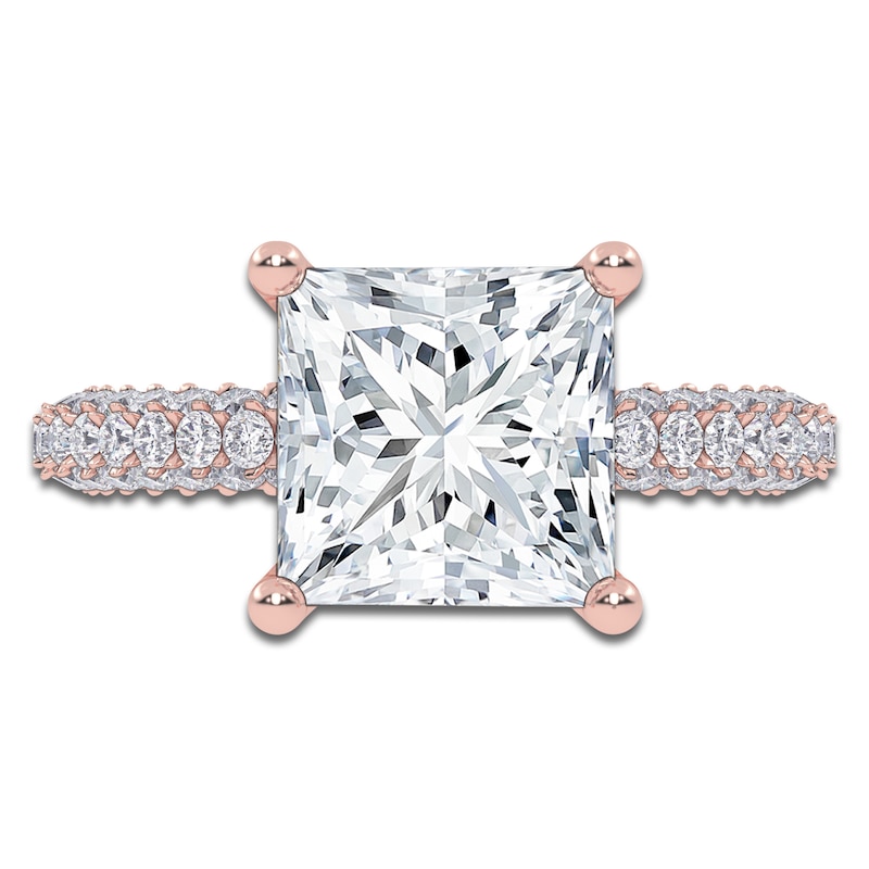 Main Image 3 of Princess-Cut Lab-Grown Diamond Engagement Ring 2-1/2 ct tw 14K Rose Gold