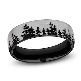 Men's Treeline Comfort-Fit Wedding Band Black & Gray Titanium 6.5mm