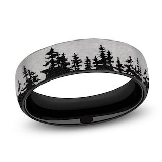 Men's Treeline Comfort-Fit Wedding Band Black & Gray Titanium 6.5mm