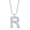 Thumbnail Image 1 of Shy Creation Diamond Letter R Pavé Necklace 1/15 ct tw 14K White Gold 18" SC55028331-R