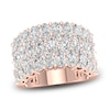 Thumbnail Image 1 of Marquise-Cut & Pear-Shaped Lab-Grown Diamond Three-Row Ring 4-3/4 ct tw 14K Rose Gold