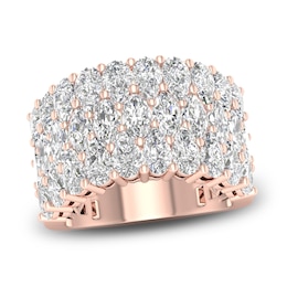 Marquise-Cut & Pear-Shaped Lab-Grown Diamond Three-Row Ring 4-3/4 ct tw 14K Rose Gold