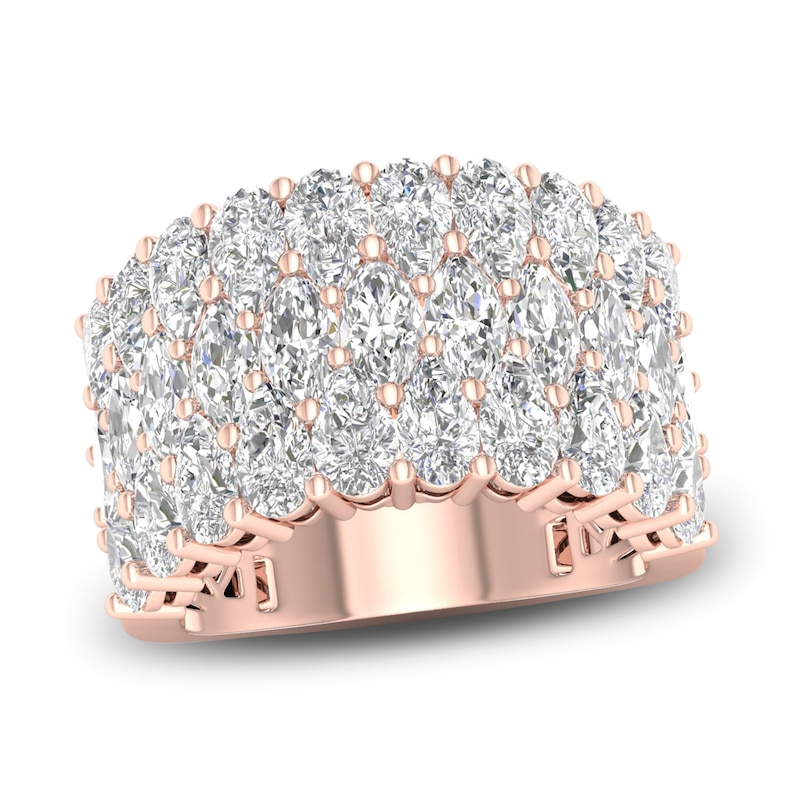 Main Image 1 of Marquise-Cut & Pear-Shaped Lab-Grown Diamond Three-Row Ring 4-3/4 ct tw 14K Rose Gold