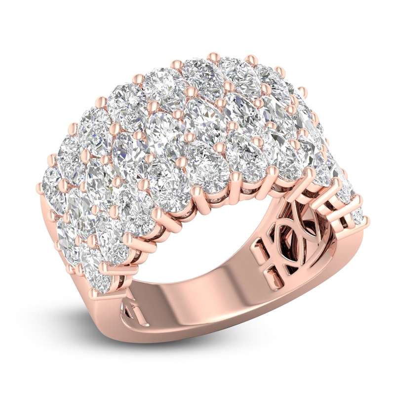 Main Image 2 of Marquise-Cut & Pear-Shaped Lab-Grown Diamond Three-Row Ring 4-3/4 ct tw 14K Rose Gold