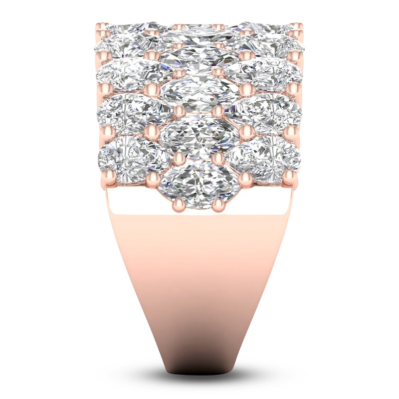Main Image 4 of Marquise-Cut & Pear-Shaped Lab-Grown Diamond Three-Row Ring 4-3/4 ct tw 14K Rose Gold