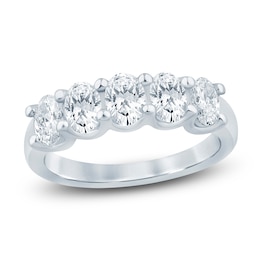 Oval-Cut Lab-Grown Diamond Five-Stone Anniversary Ring 1-1/2 ct tw 14K White Gold