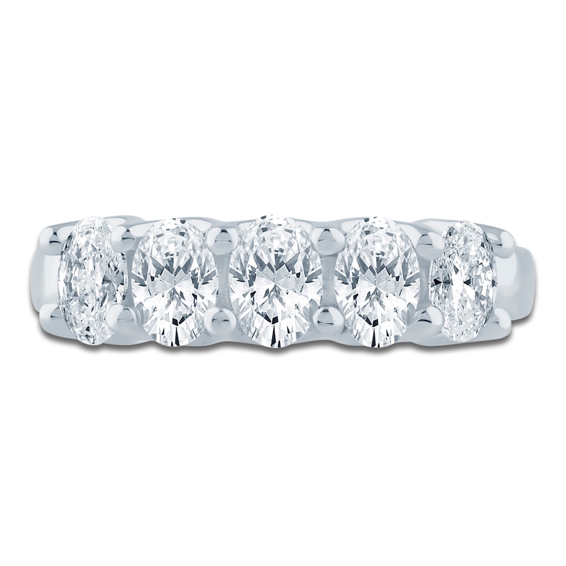 Main Image 3 of Oval-Cut Lab-Grown Diamond Five-Stone Anniversary Ring 1-1/2 ct tw 14K White Gold