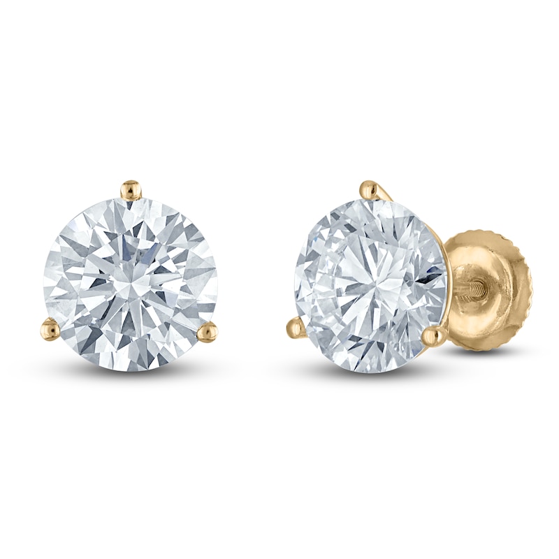 Main Image 2 of Round-Cut Lab-Grown Diamond Solitaire Stud Earrings 5 ct tw 18K Yellow Gold (VS2/F)