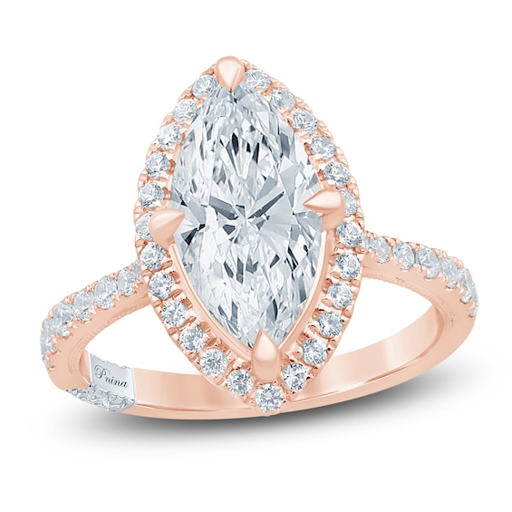 Pnina Tornai Marquise-Cut Lab-Grown Diamond Halo Engagement Ring 3 ct tw 14K Rose Gold