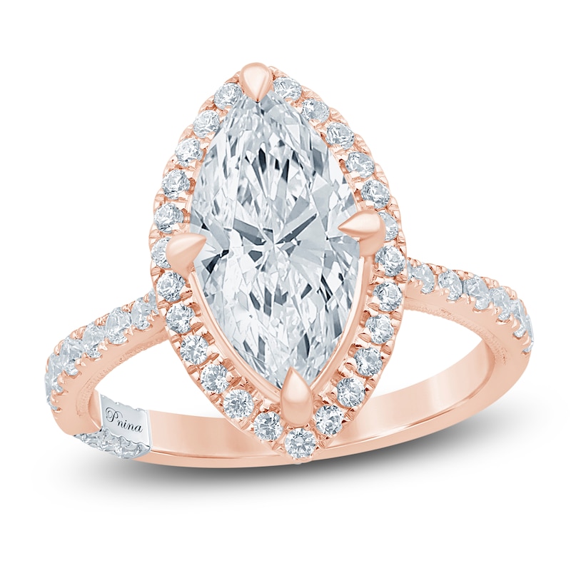 Main Image 1 of Pnina Tornai Marquise-Cut Lab-Grown Diamond Halo Engagement Ring 3 ct tw 14K Rose Gold