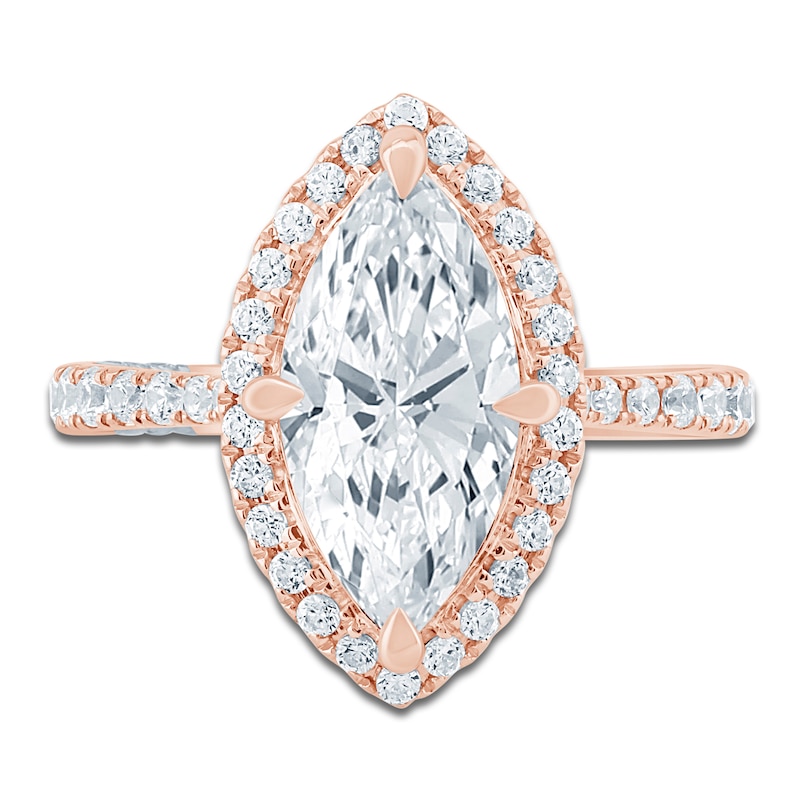 Main Image 3 of Pnina Tornai Marquise-Cut Lab-Grown Diamond Halo Engagement Ring 3 ct tw 14K Rose Gold