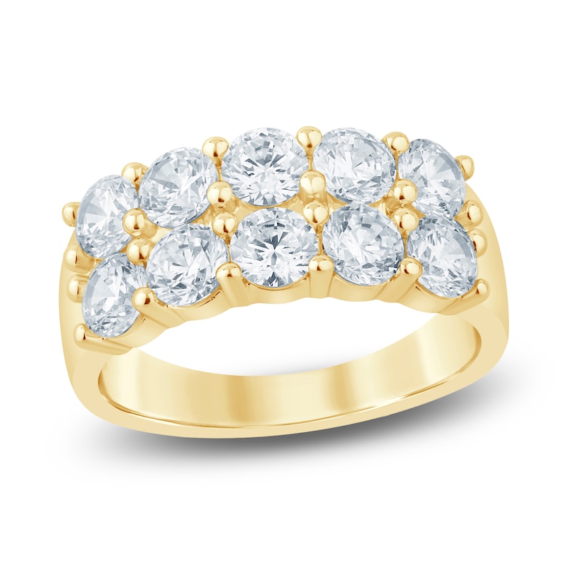 Main Image 1 of Lab-Grown Diamond Two-Row Anniversary Ring 2-1/2 ct tw 14K Yellow Gold