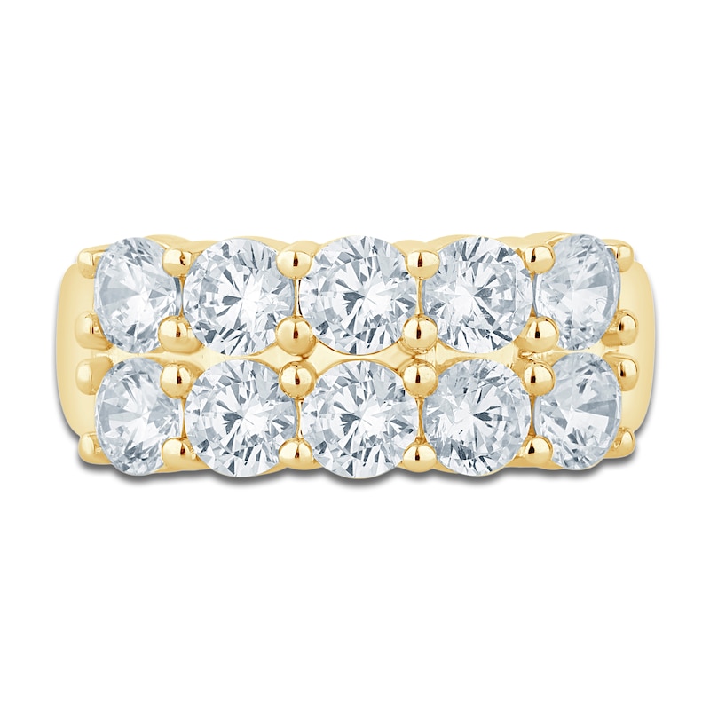 Main Image 3 of Lab-Grown Diamond Two-Row Anniversary Ring 2-1/2 ct tw 14K Yellow Gold