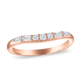 Vera Wang VOW Round & Baguette-Cut Diamond Contour Wedding Band 1/5 ct tw 14K Rose Gold