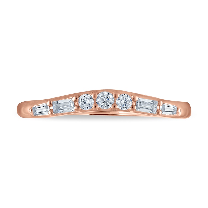 Main Image 3 of Vera Wang VOW Round & Baguette-Cut Diamond Contour Wedding Band 1/5 ct tw 14K Rose Gold