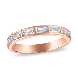 Vera Wang VOW Baguette & Round-Cut Diamond Wedding Band 3/8 ct tw 14K Rose Gold