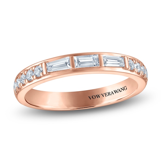Vera Wang VOW Baguette & Round-Cut Diamond Wedding Band 3/8 ct tw 14K Rose Gold