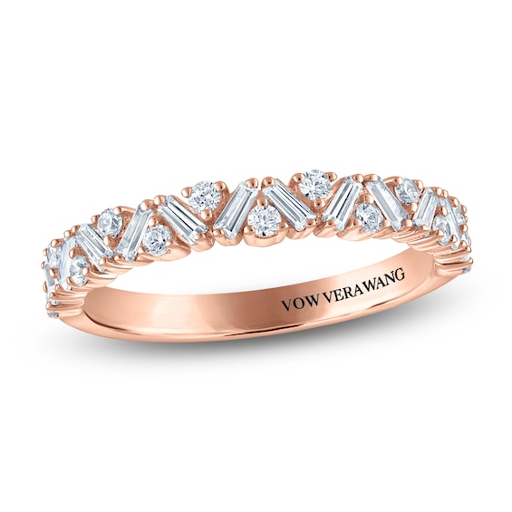 Vera Wang VOW Baguette & Round-Cut Diamond Wedding Band 1/2 ct tw 14K Rose Gold